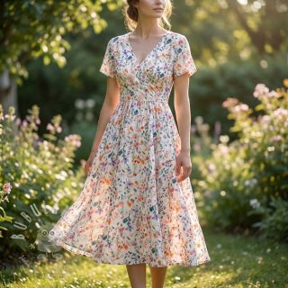 Viskóza se lnem Shabby chic design D