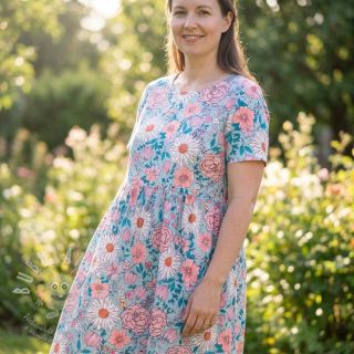 Viskóza se lnem Bright and bold design D