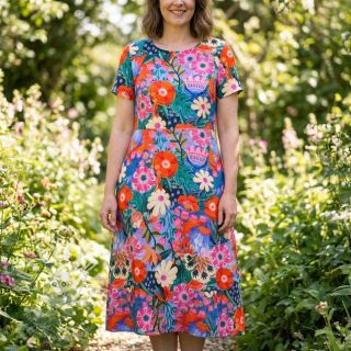 Viskóza se lnem Bright and bold design A