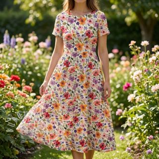 Viskóza se lnem Floral design B