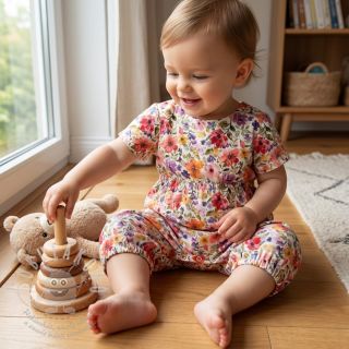 Viskóza se lnem Floral design B