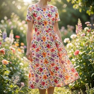 Viskóza se lnem Floral design B