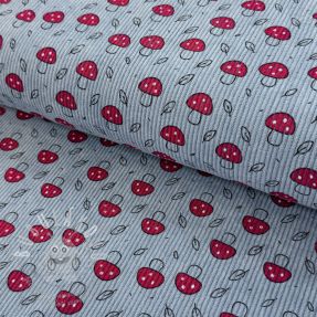 Manšestr STRETCH Little mushrooms old blue