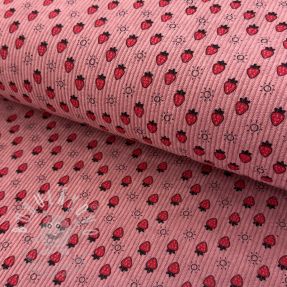 Manšestr STRETCH Little strawberries old pink