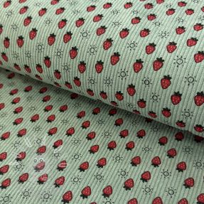 Manšestr STRETCH Little strawberries old green