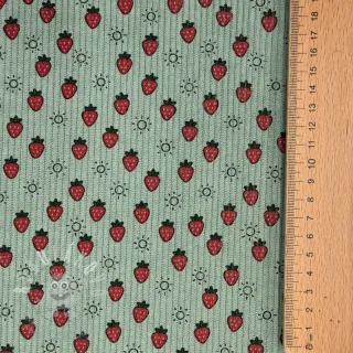 Manšestr STRETCH Little strawberries old green