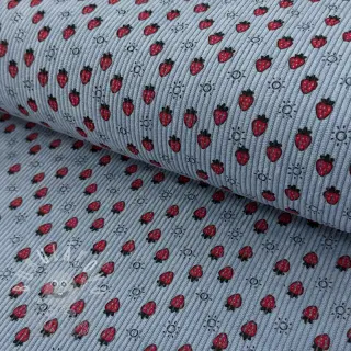 Manšestr STRETCH Little strawberries old blue