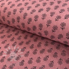 Manšestr STRETCH Little flower old pink