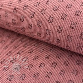 Manšestr STRETCH Little bunny old pink