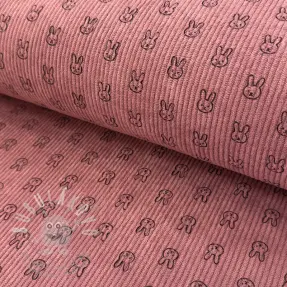 Manšestr STRETCH Little bunny old pink