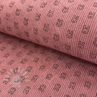 Manšestr STRETCH Little bunny old pink