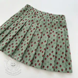 Manšestr STRETCH Little strawberries old green