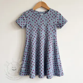 Manšestr STRETCH Little strawberries old blue