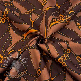 Bavlněná látka SATIN Abstract dark brown