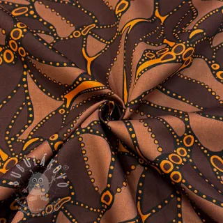 Bavlněná látka SATIN Abstract dark brown