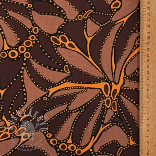 Bavlněná látka SATIN Abstract dark brown