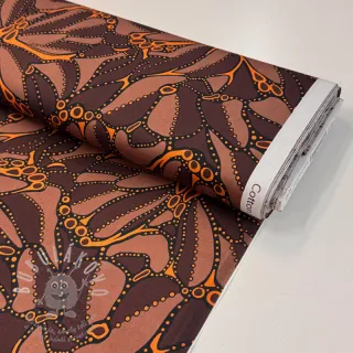 Bavlněná látka SATIN Abstract dark brown