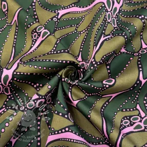 Bavlněná látka SATIN Abstract dark green