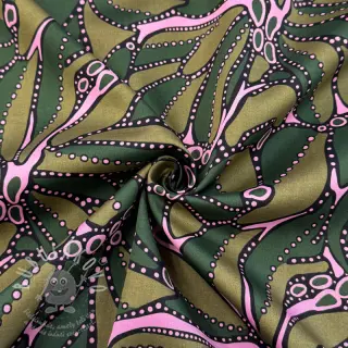 Bavlněná látka SATIN Abstract dark green