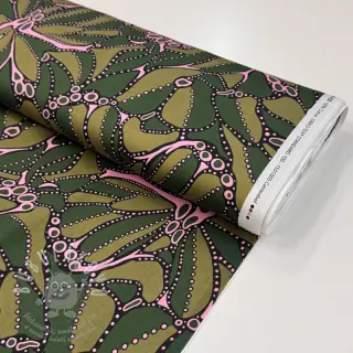 Bavlněná látka SATIN Abstract dark green
