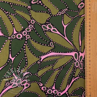Bavlněná látka SATIN Abstract dark green