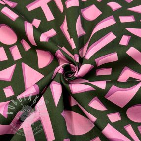 Bavlněná látka SATIN Geometric dark green