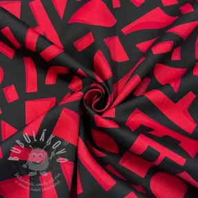 Bavlněná látka SATIN Geometric dark red