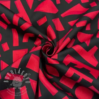 Bavlněná látka SATIN Geometric dark red