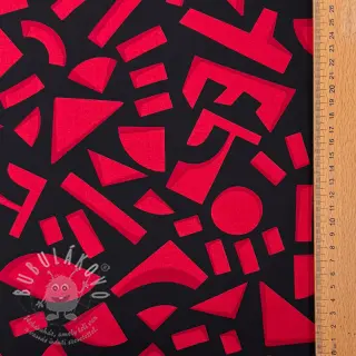 Bavlněná látka SATIN Geometric dark red
