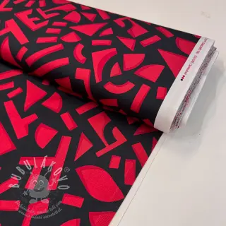 Bavlněná látka SATIN Geometric dark red