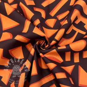 Bavlněná látka SATIN Geometric dark brown