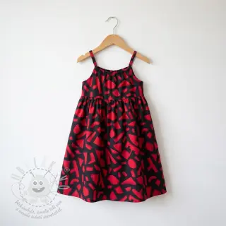 Bavlněná látka SATIN Geometric dark red