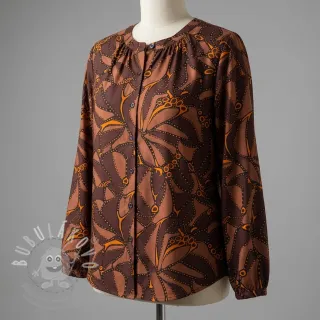 Bavlněná látka SATIN Abstract dark brown