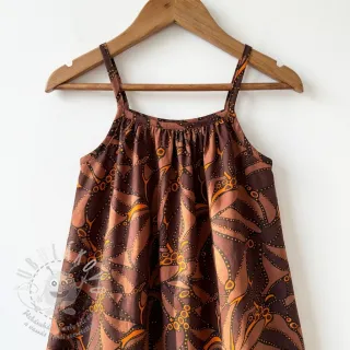 Bavlněná látka SATIN Abstract dark brown