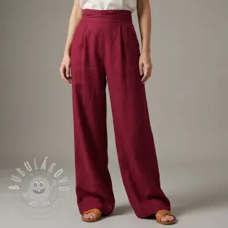 Viskóza se lnem SPANDEX burgundy