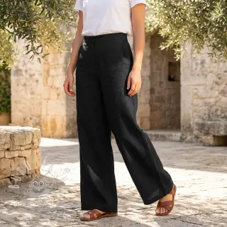 Viskóza se lnem SPANDEX black