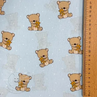 Bavlněná látka Sweet bear light blue ORGANIC