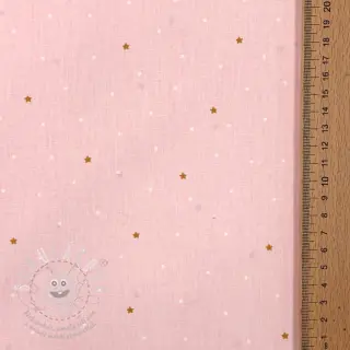 Bavlněná látka Sweet bear star light rose ORGANIC