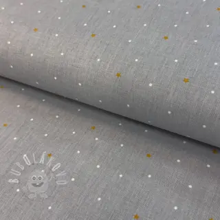 Bavlněná látka Sweet bear star light grey ORGANIC