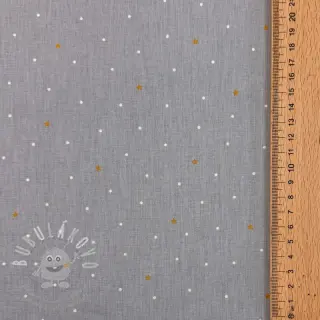 Bavlněná látka Sweet bear star light grey ORGANIC