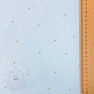 Bavlněná látka Sweet bear star light blue ORGANIC
