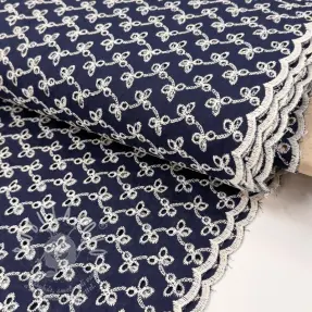 Bavlněná látka EMBROIDERY Rosemary navy