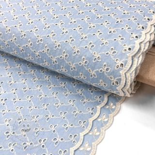 Bavlněná látka EMBROIDERY Rosemary light blue