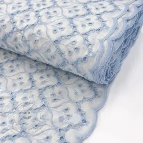 Bavlněná látka EMBROIDERY Lilian blue
