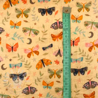 Dvojitá gázovina/mušelín Butterflies soft yellow digital print