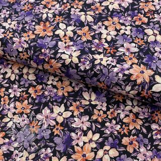 Bavlněná látka Sketched meadow black digital print