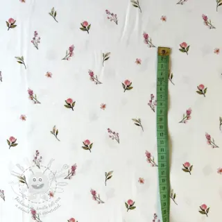 Úplet Rabbits and flowers TOSSSED white digital print