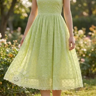 Bavlněná látka EMBROIDERY Rosemary lime