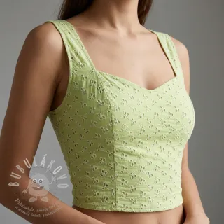 Bavlněná látka EMBROIDERY Rosemary lime