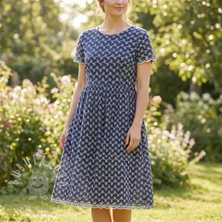 Bavlněná látka EMBROIDERY Rosemary navy